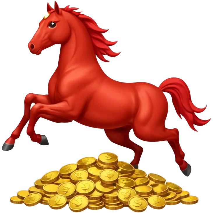 red horse agressive jumping across money emoji
