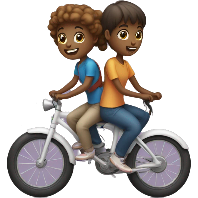 Girl and boy on bike emoji