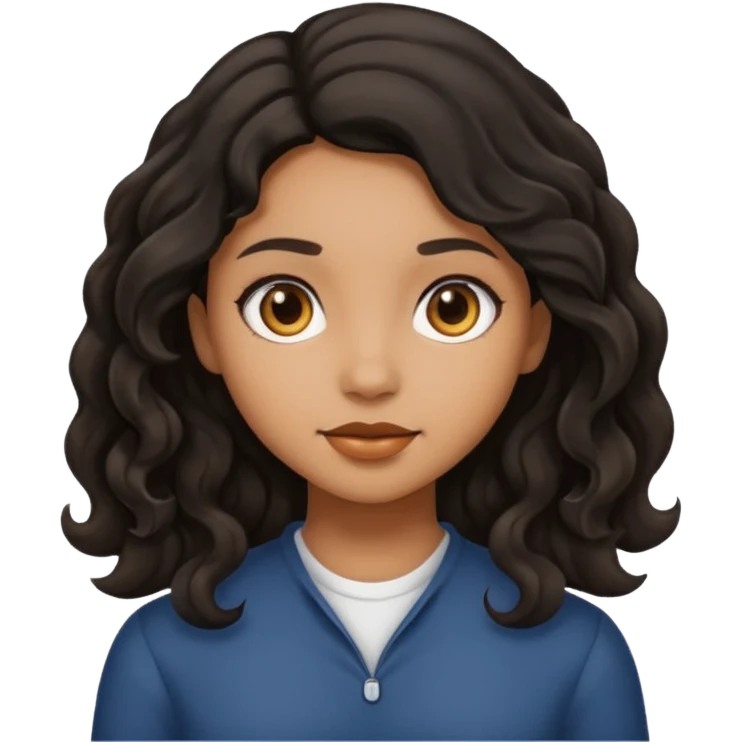 Girl with light brown skin black wavy hair emoji