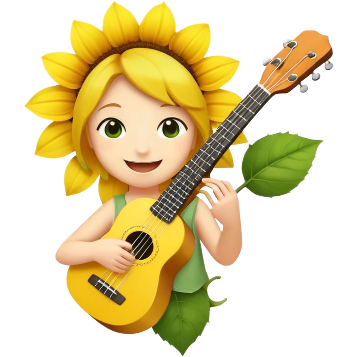 Anime Sunflower playing ukulele emoji