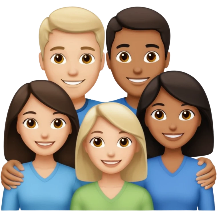 White brunette, American man with two women both are African one is light skin black and one is medium tone black emoji