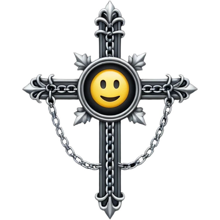 Ein christen kreuz schön verziert mit ketten aber nur in schwarz als Emoji keine Farbe verwenden einzige Farbe schwarz emoji
