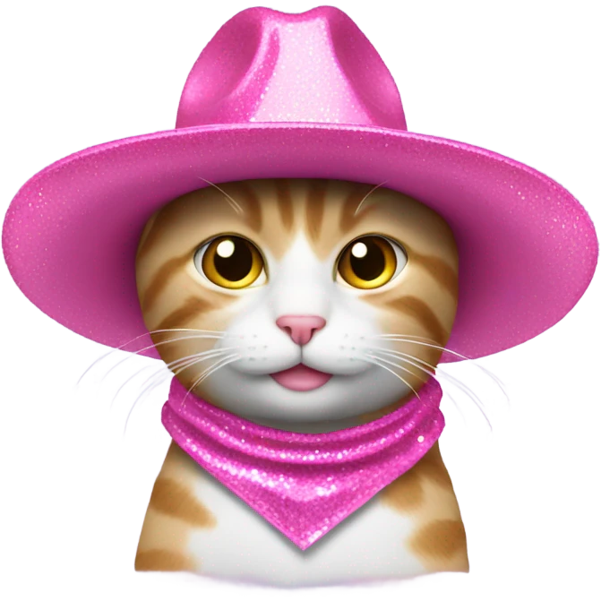 Cat with a sparkly pink cowboy hat emoji