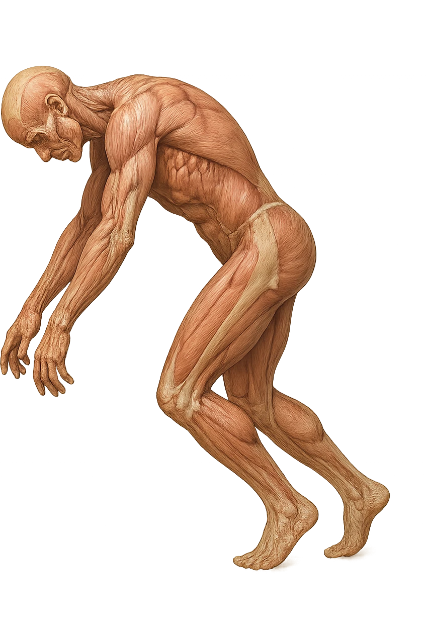corpo umano anatomico realistico che si butta con la schiena e le spalle in avanti, postura delle spalle chiuse, isolato su sfondo bianco emoji
