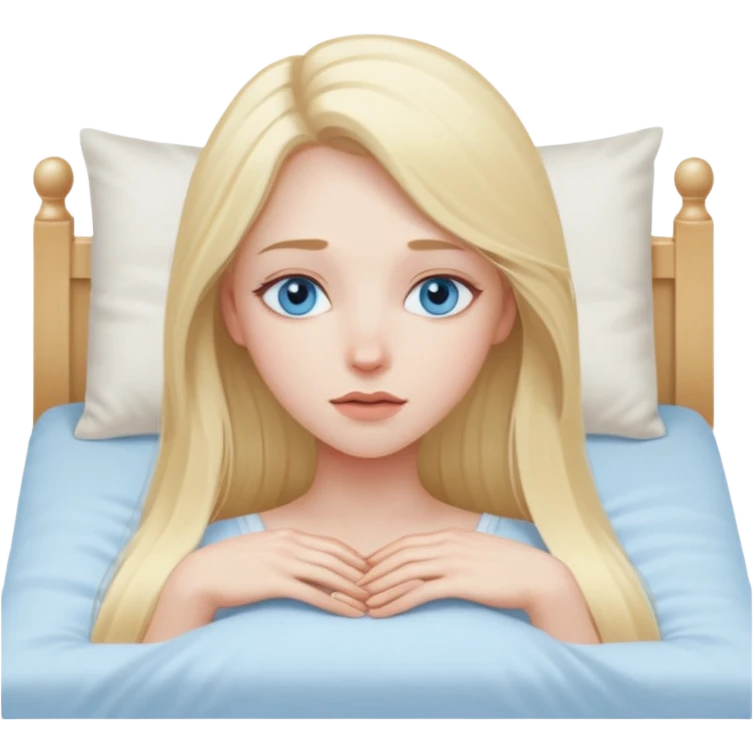 busty pawg long blonde hair pale blue eyes intimate bed pose sfw emoji