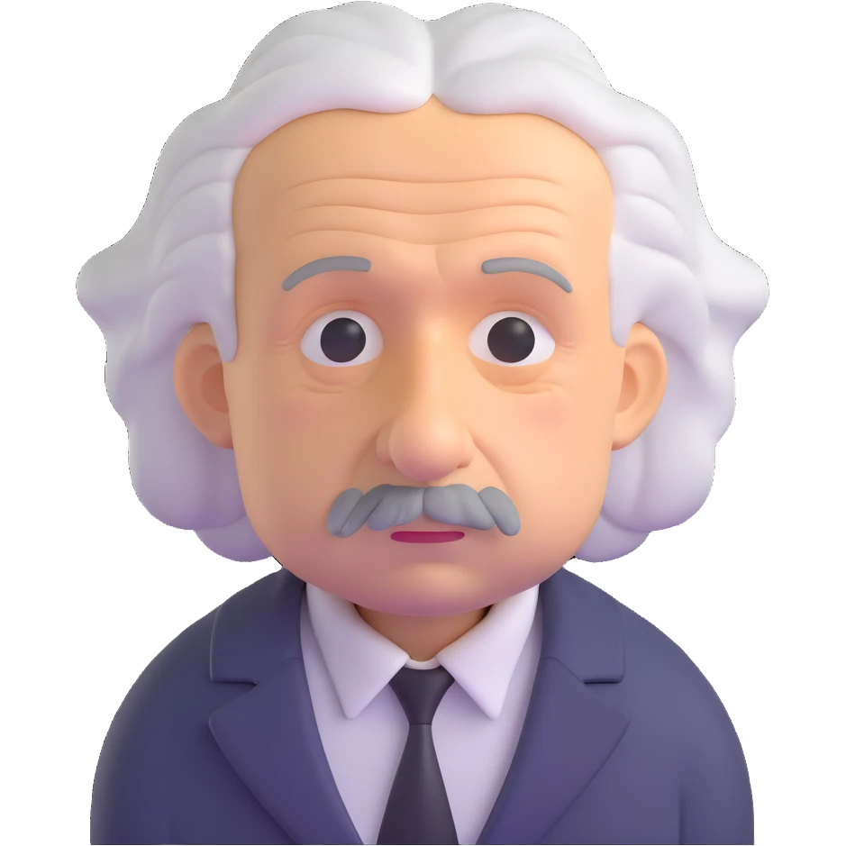 Albert Einstein with a sad expression emoji