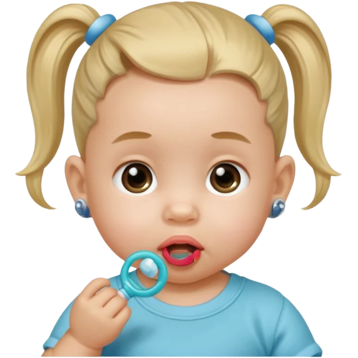 very smalll  baby with ponytail and pacifier emoji