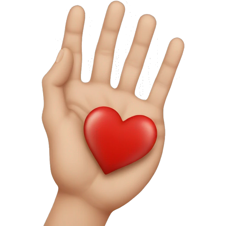 hand heart with red hert in emoji