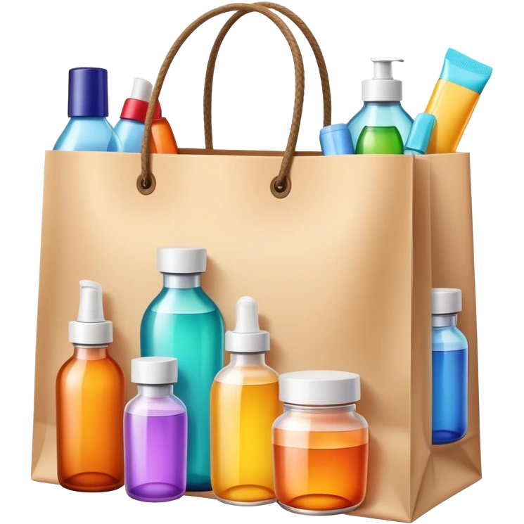 Shopping bag with skincare in it emoji