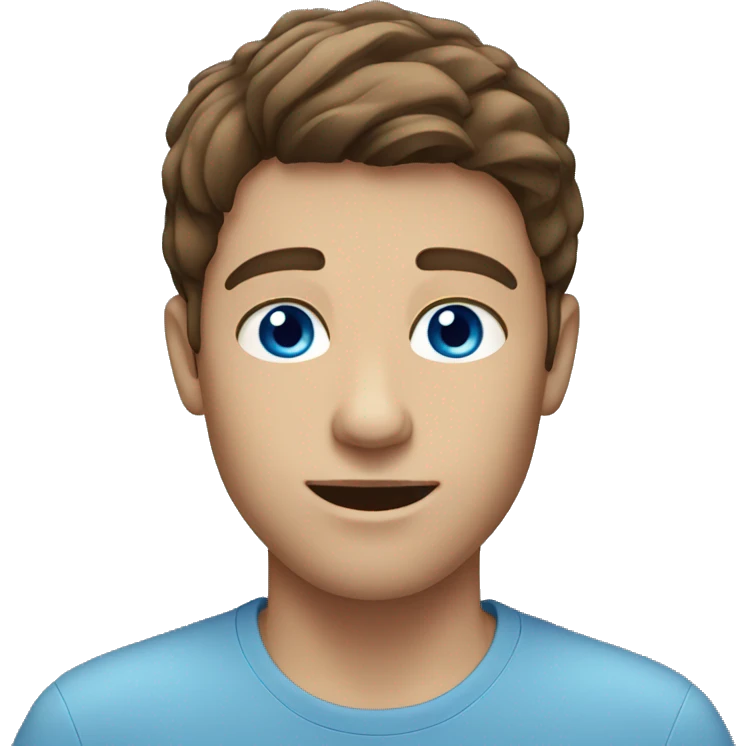 brown hair male with blue eyes emoji