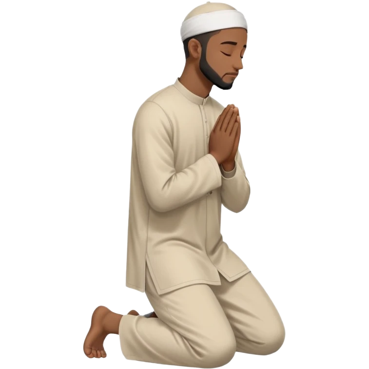 молящийся черный  мусульманин средних  в полный рост с боку на коленях emoji