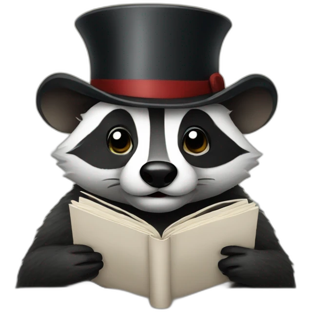 The badger emoji wearing a monocle and reading a book emoji