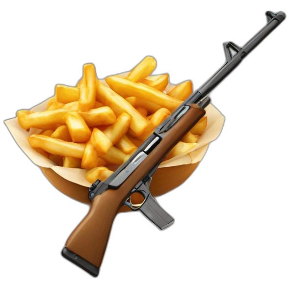 Poutine avec un fusil à pompe emoji