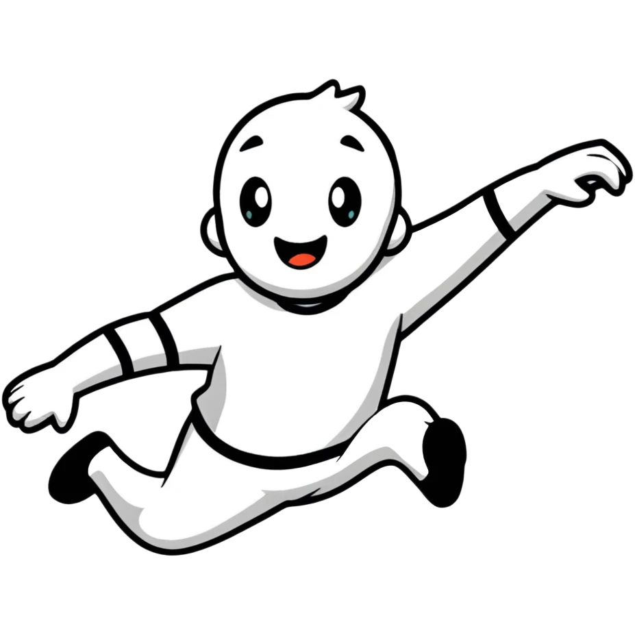 Colorful cartoon character jumping with joy emoji