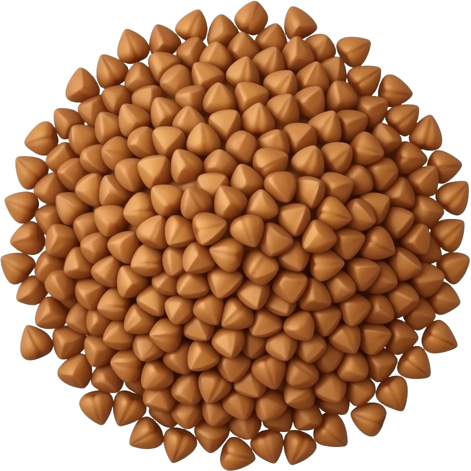 buckwheat groats, brown triangular seeds, close-up pile of grains, no plant emoji