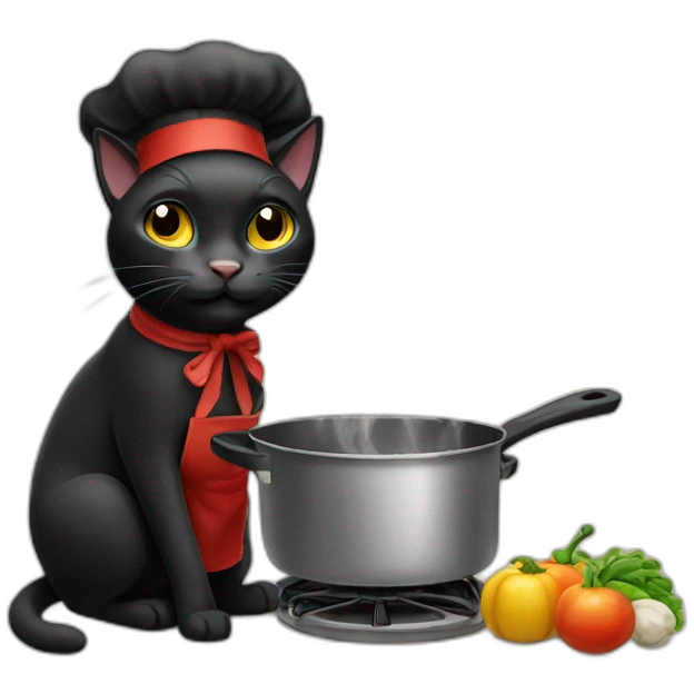 black cat cook emoji