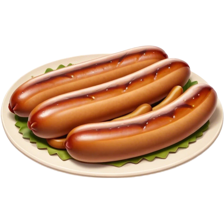 Cinematic Realistic Bratwurst Dish Emoji, showcasing a succulent, grilled sausage with a crispy exterior rendered with lifelike detail and warm, dynamic lighting. emoji