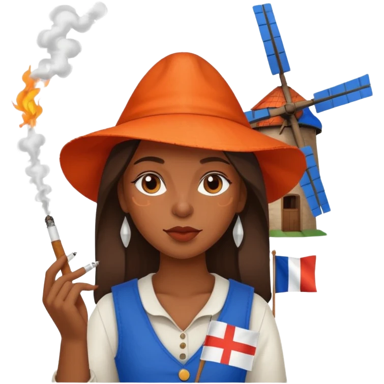 Windmill with a dutch flag and a girl smoking a blunt emoji