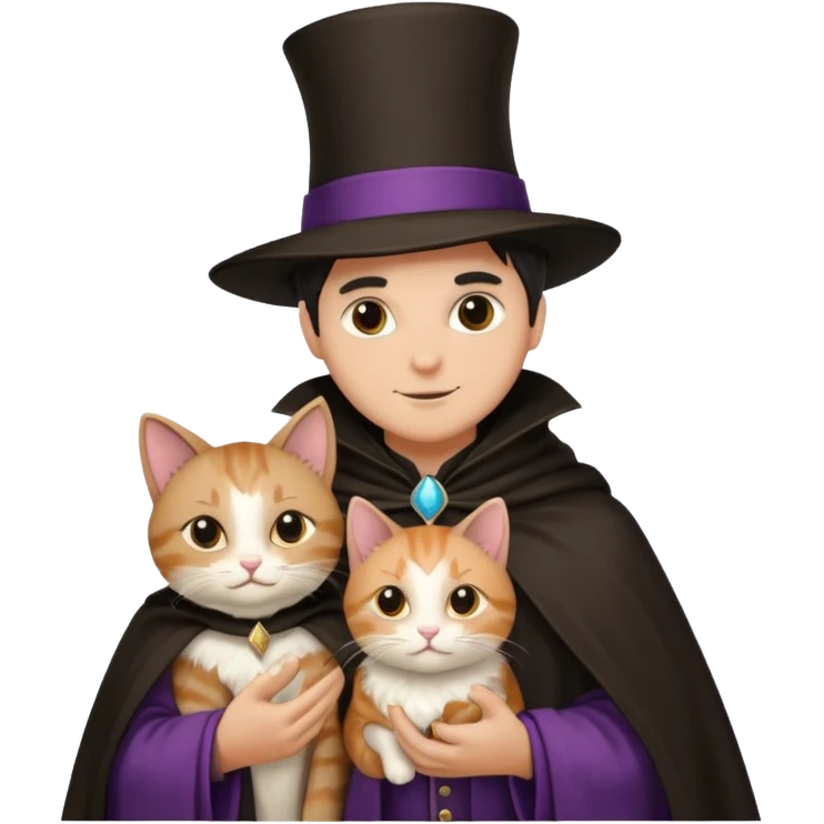 magician couple and their pet cat emoji
