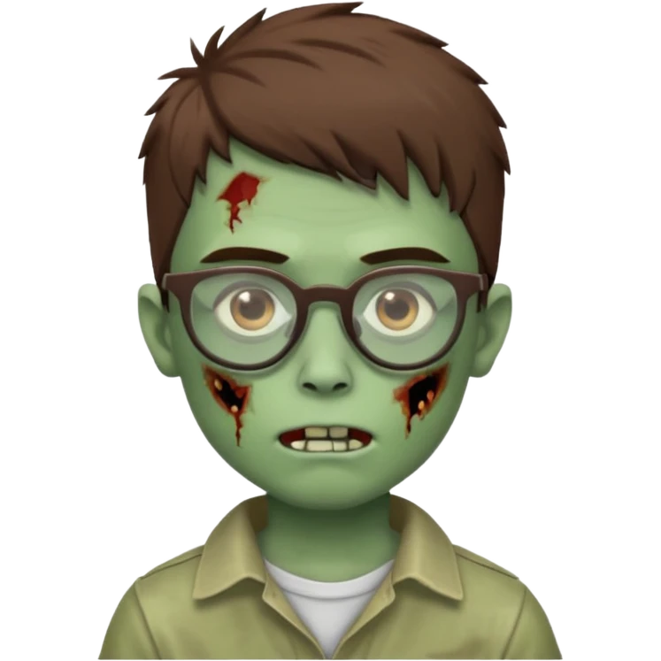 boy zombie with a brown wolfcut haircut and glasses emoji