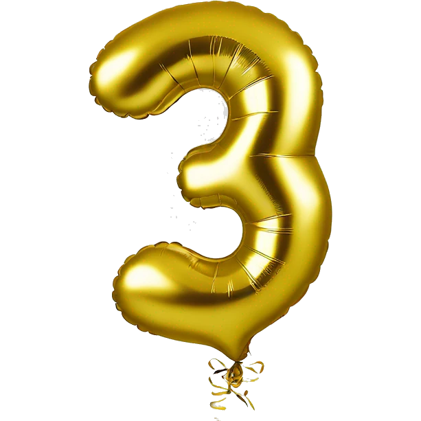 Gold foil balloons the number 30 emoji
