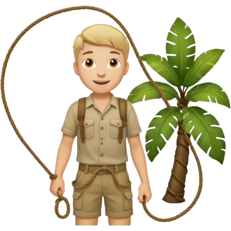 Boy holding rope,Jungle Explorers. emoji