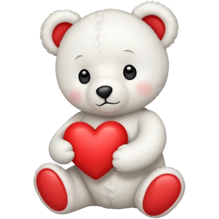 white teddy bear hold red heart emoji
