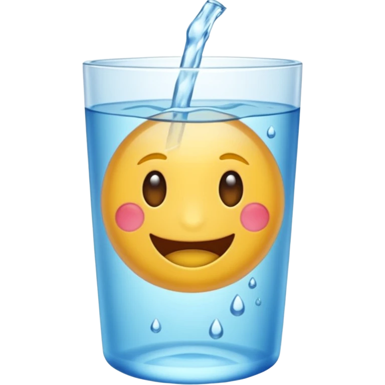 Copo de água – um copo transparente cheio de água cristalina, estilo emoji realista/cartoon. emoji