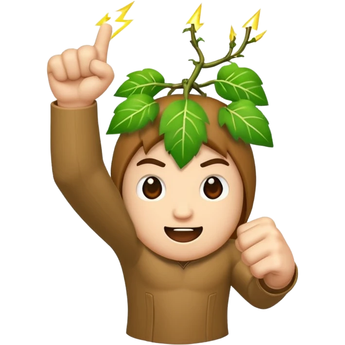 woodland character fist up with vine lightning emoji