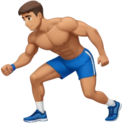 buff man blue shorts doing plank exercise emoji