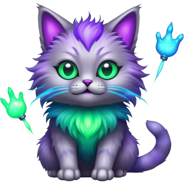 alien cat doing magic with glowing effects emoji