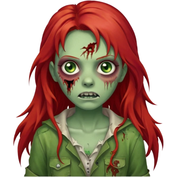 Zombie girl franja ruiva cabelo comprido  emoji
