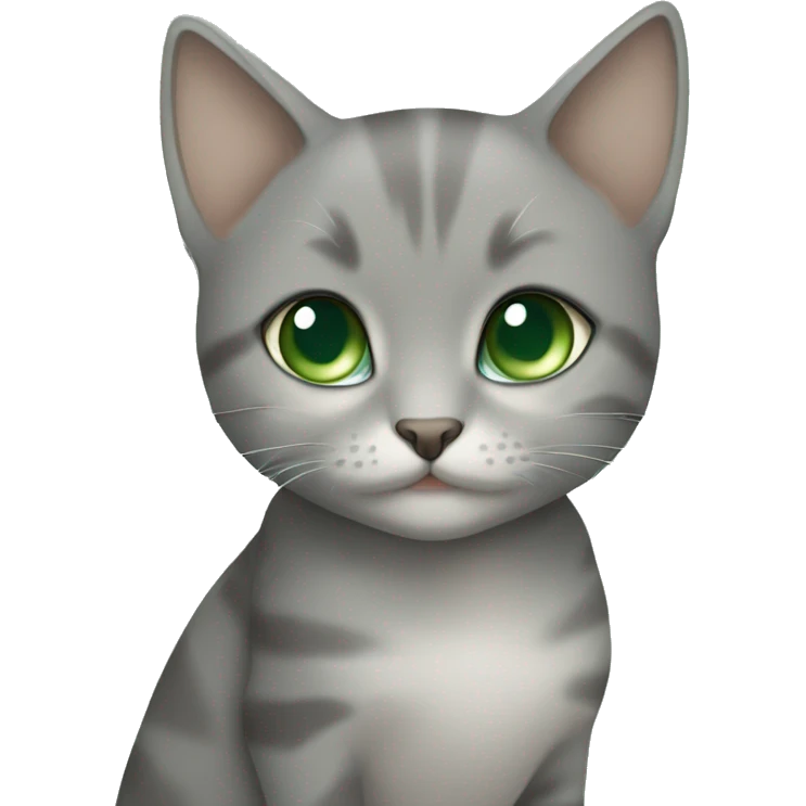 blue eyes grey kitten hugging brown short hair green eyes woman emoji