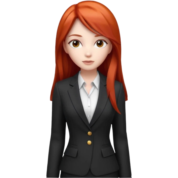 3D animated female character with long straight red hair, sharp eyes, slim face, stylish modern outfit, confident expression, K-pop inspired animation style." emoji