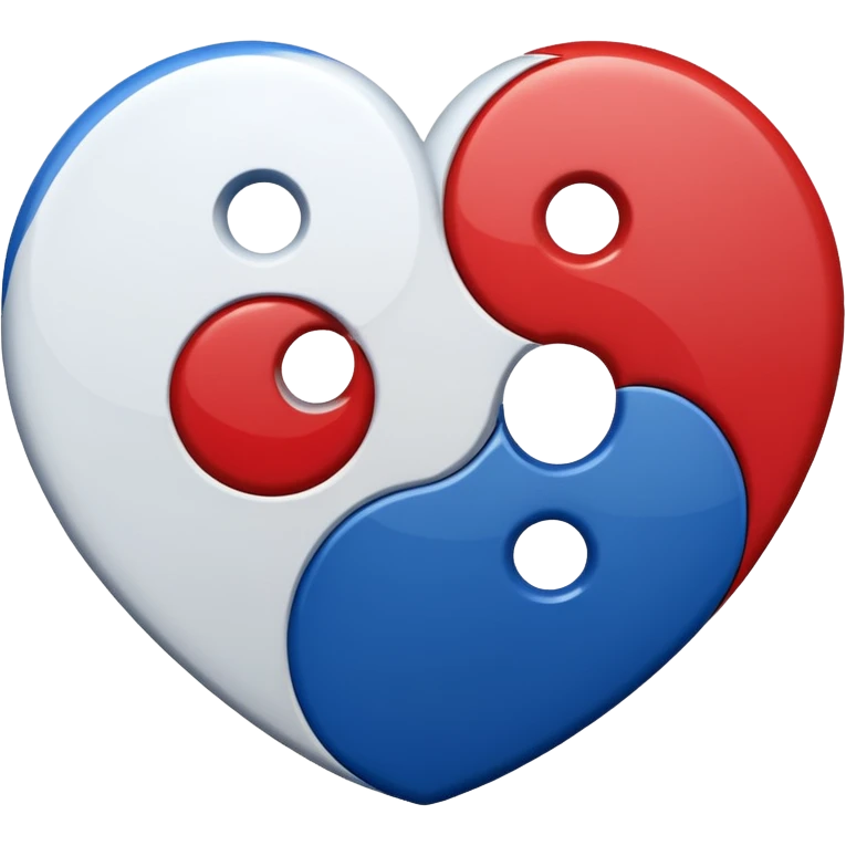 Make a yin yang like heart emoji with the colors being blue and red emoji