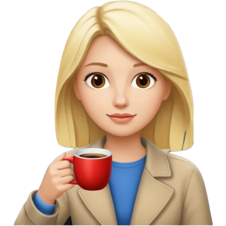 Blonde girl with a cup of coffee in the car emoji