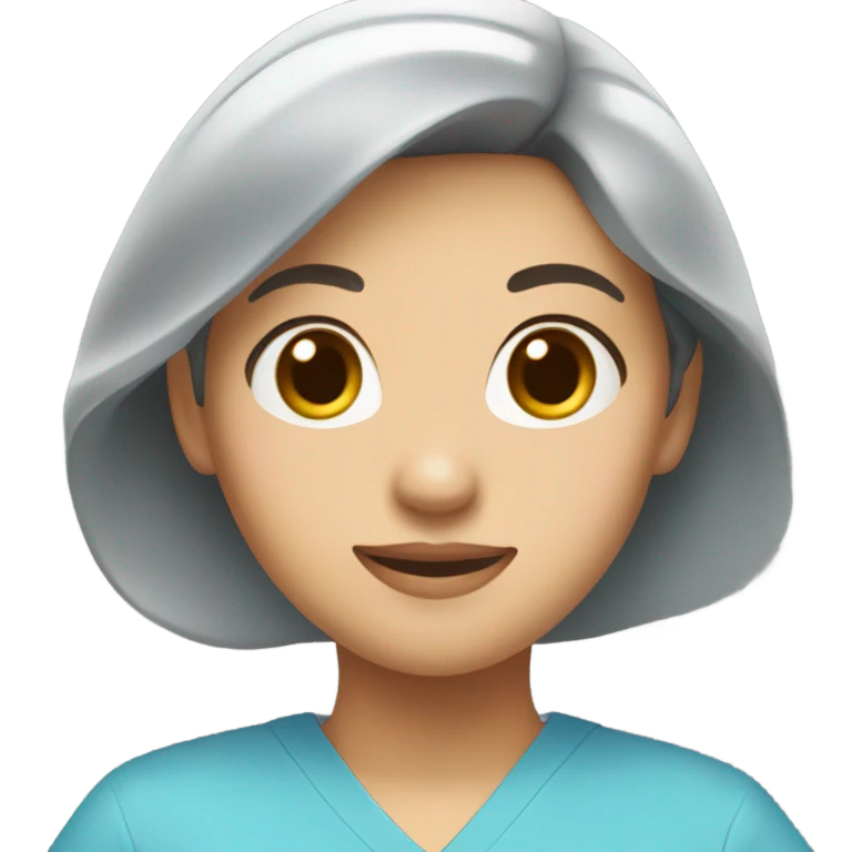 cute Asian nurse with smile, without hat, blue clothes emoji
