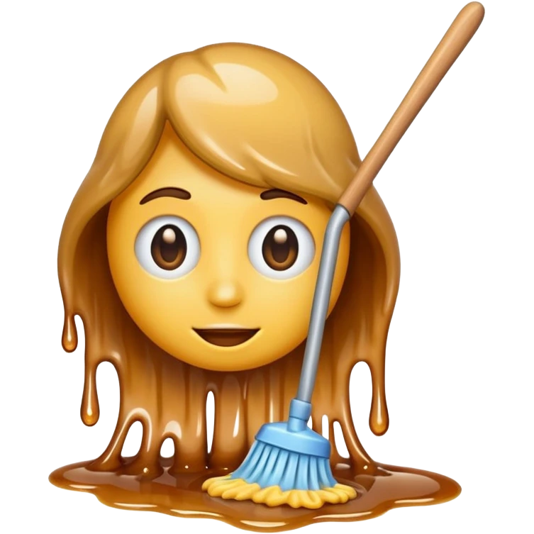 emoji of a mop cleaning a sticky shiny syrup spill emoji