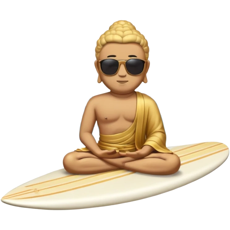 Meditating Buddha wearing sunglasses Jesus wearing sunglasses mohammed wearing sunglasses all on a surfboard emoji
