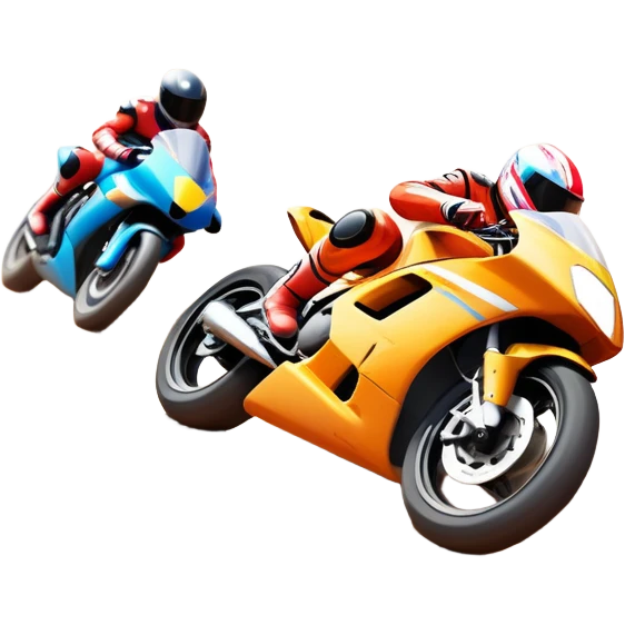 A sleek racing car and motorcycle speeding on a track, leaving a trail of dust behind. The scene captures the thrill of high-speed competition, with blurred motion and vibrant colors, highlighting the dynamic energy of motorsport. emoji