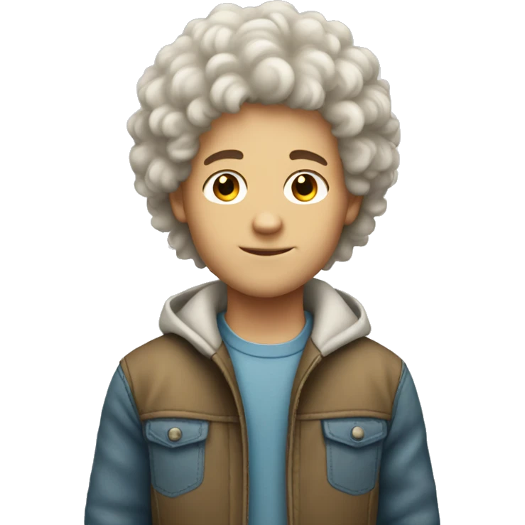 White boy with fluffy hair emoji