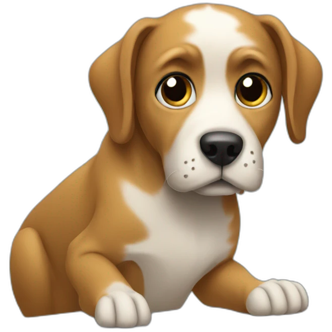 Dog programming on a computer emoji
