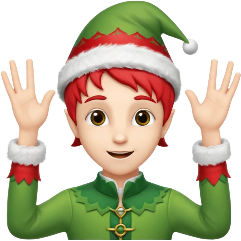 DUENDE NAVIDEÑO CON MANOS ARRIBA ANIMANDO emoji