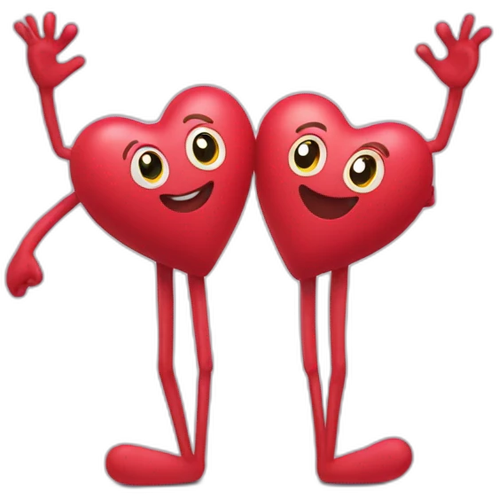 Heart with a sweet face on it and arms and legs coming out of it emoji