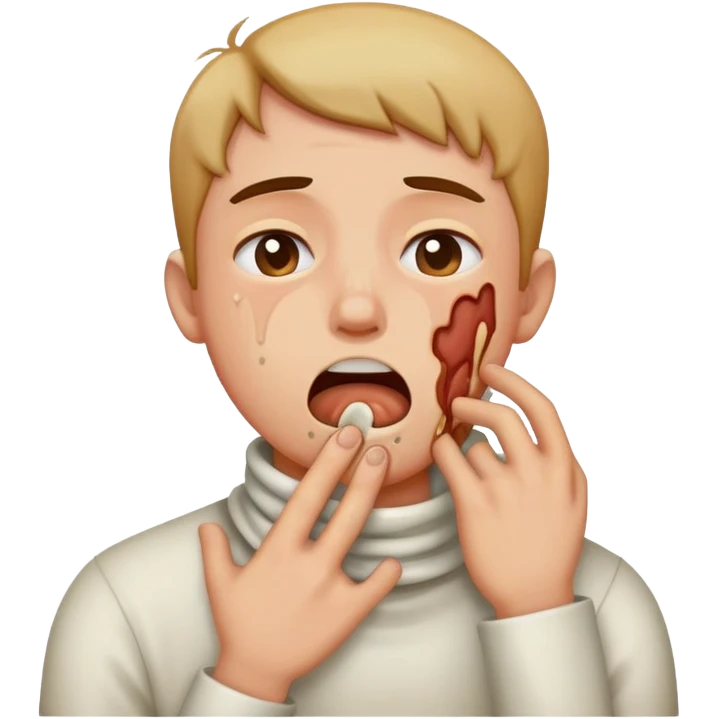 Person fake choking themselves emoji