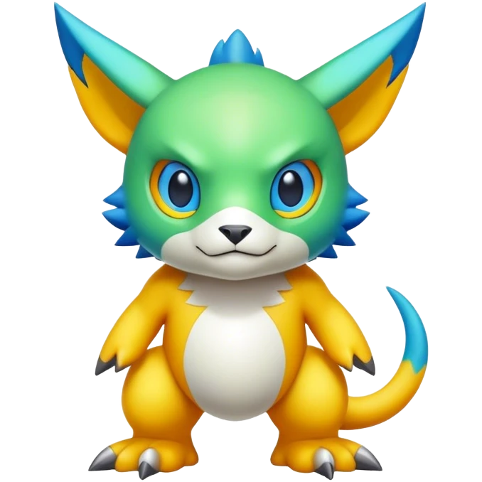 Cute cool colorful fantasy-Digimon-animal-hybrid full body emoji