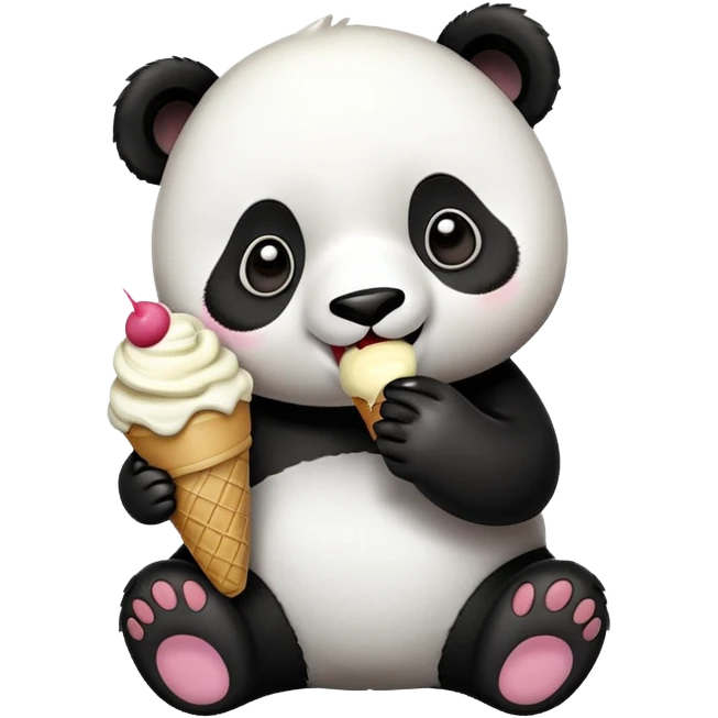 Panda eating ice creamy emoji