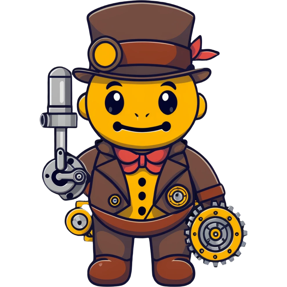 Steampunk Freddy with mechanical parts emoji