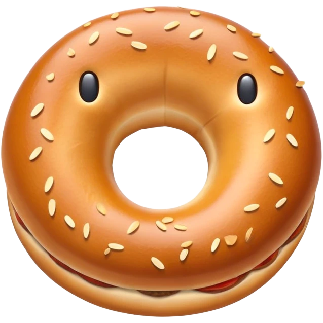 Smiling sausage bagel emoji