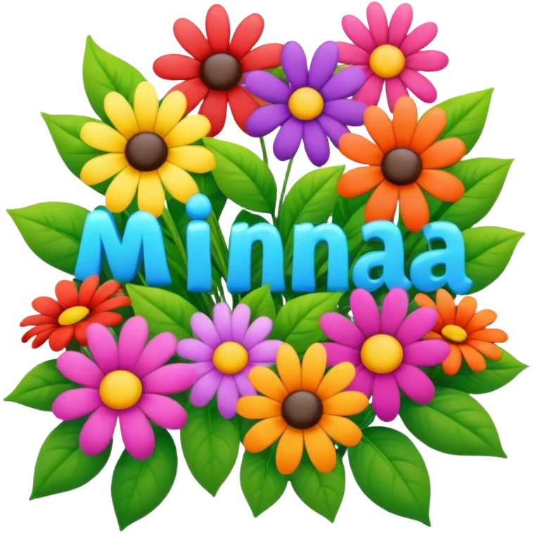 Multicolored flowers with happy birthday Mina sign emoji